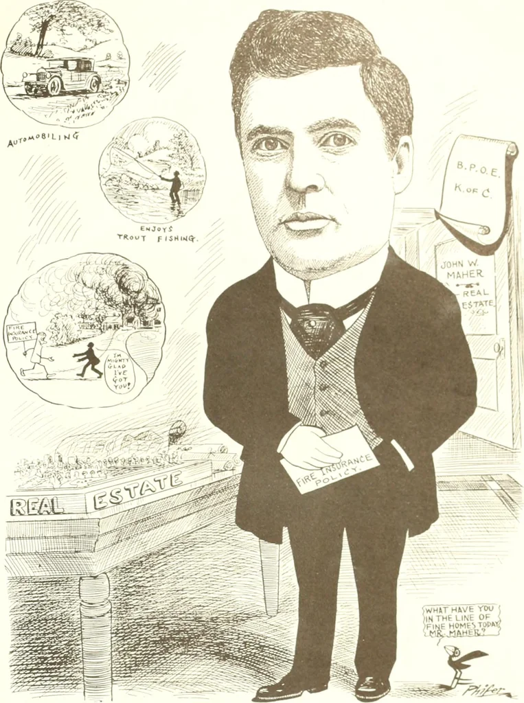 An illustration from Men of Worcester in caricature ;, 1917, leaf 284