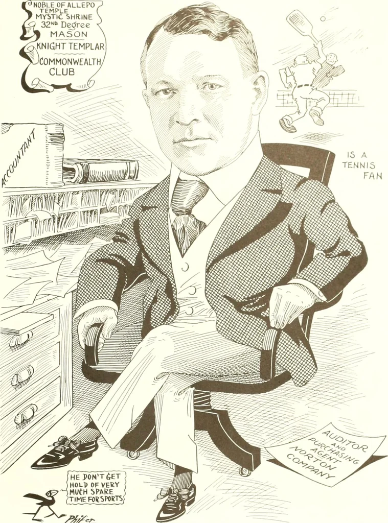 An illustration from Men of Worcester in caricature ;, 1917, leaf 30
