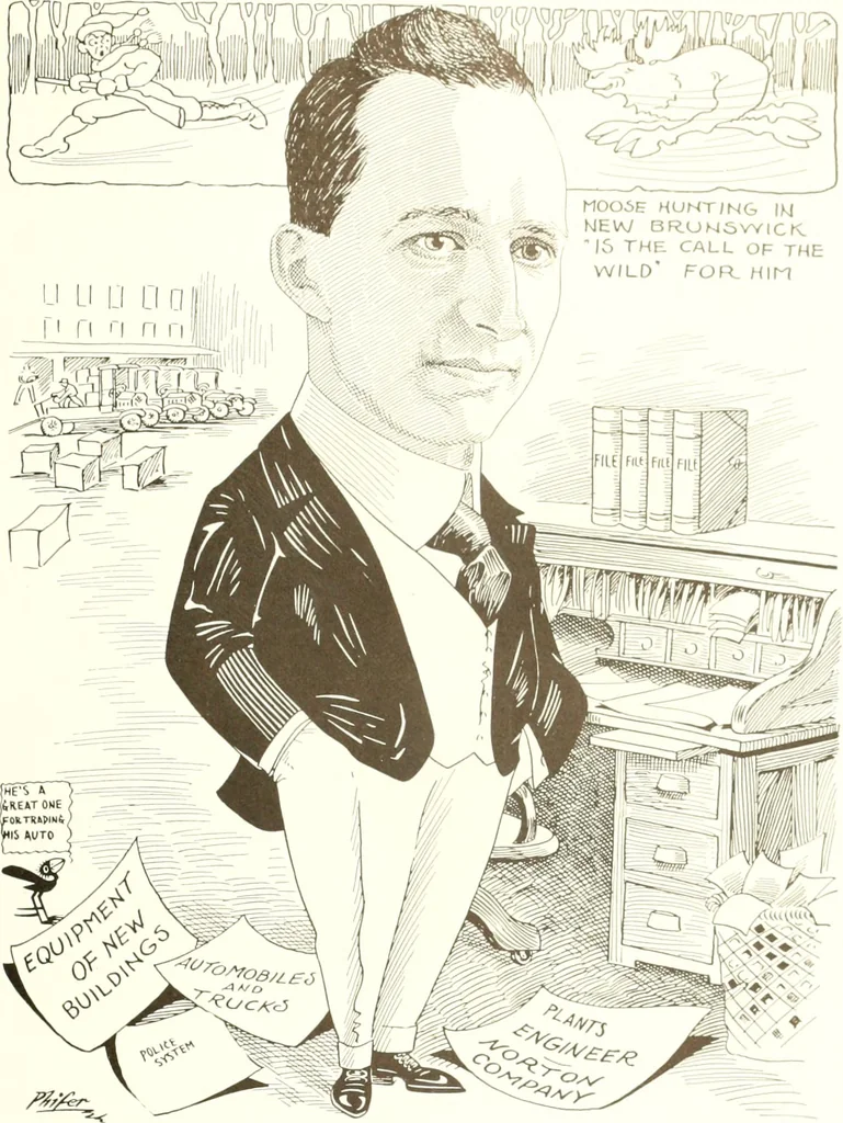 An illustration from Men of Worcester in caricature ;, 1917, leaf 32