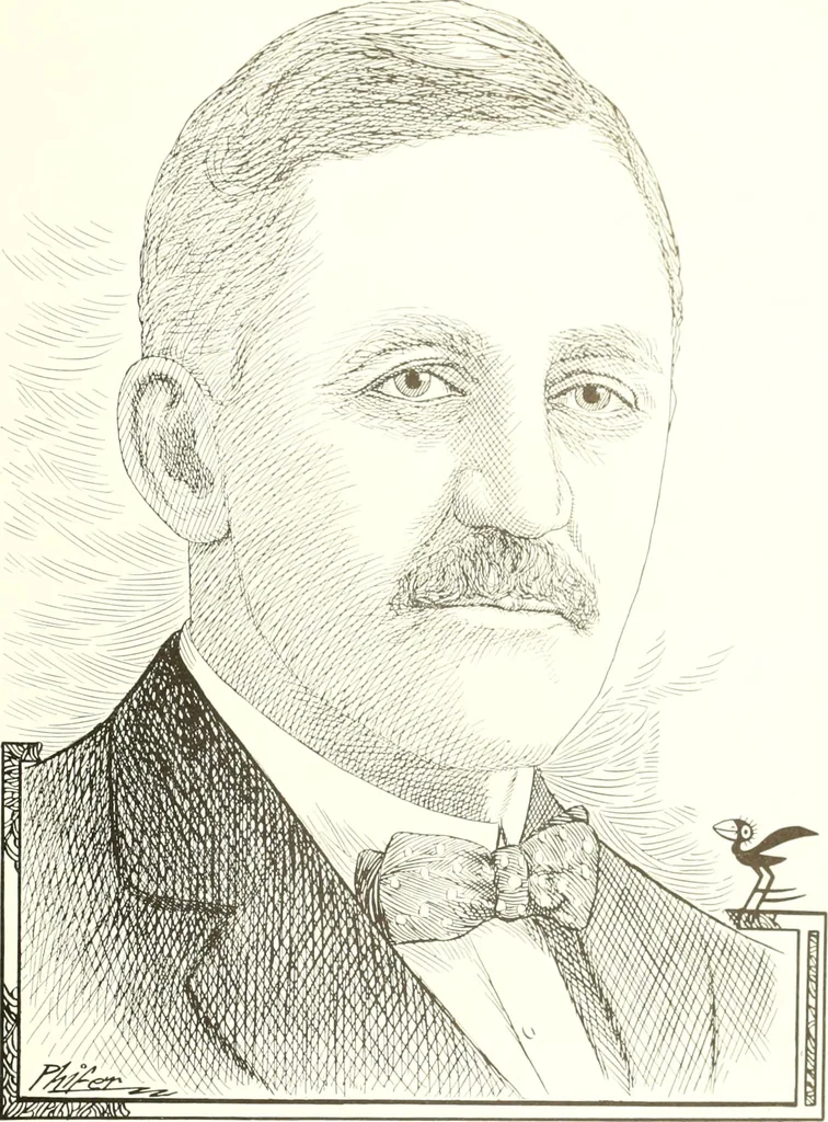 An illustration from Men of Worcester in caricature ;, 1917, leaf 36