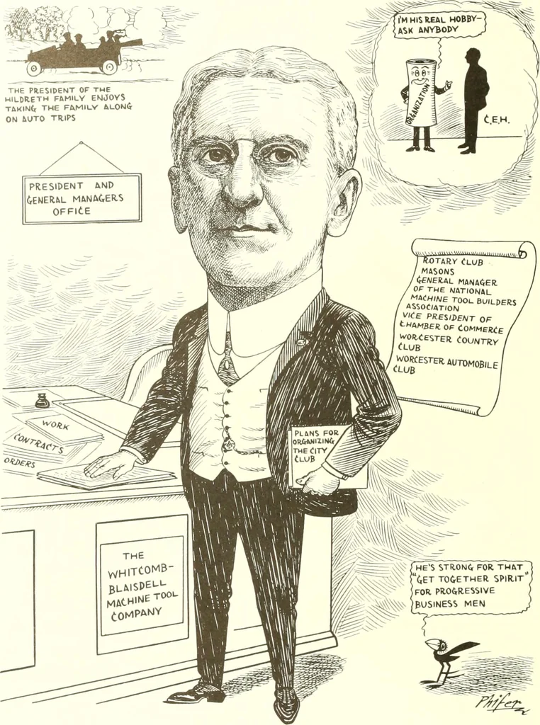An illustration from Men of Worcester in caricature ;, 1917, leaf 39