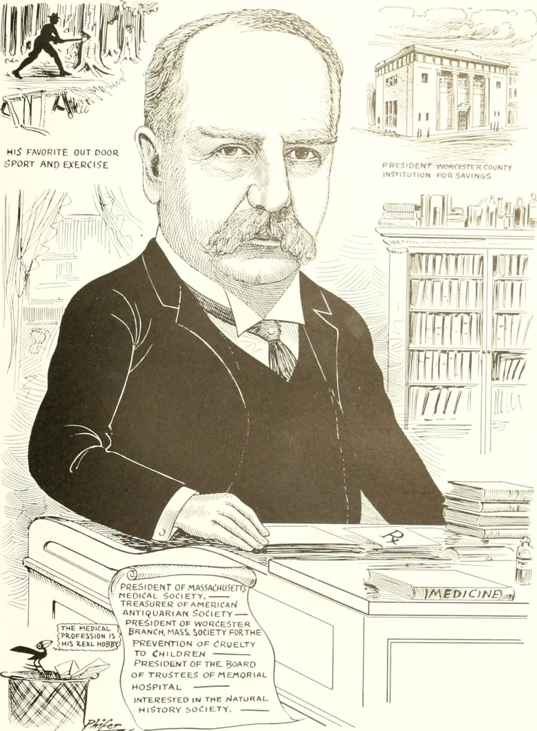 An illustration from Men of Worcester in caricature ;, 1917, leaf 40