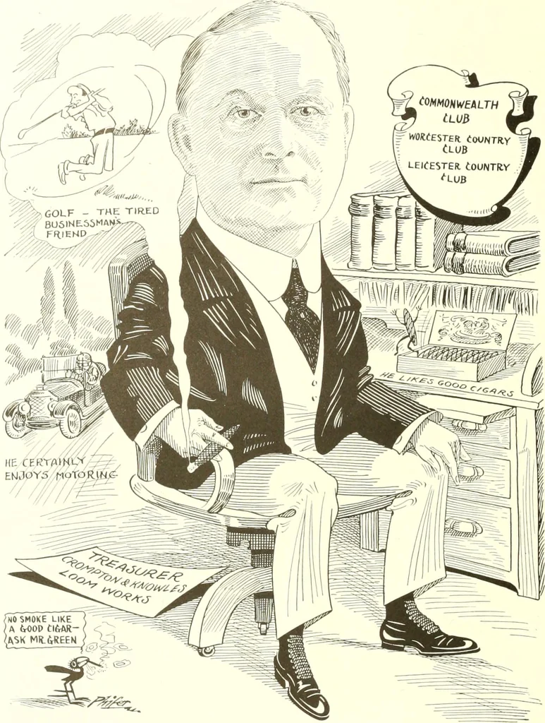 An illustration from Men of Worcester in caricature ;, 1917, leaf 43