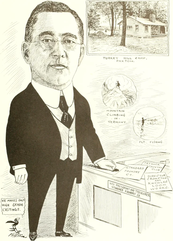 An illustration from Men of Worcester in caricature ;, 1917, leaf 48