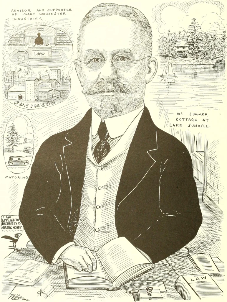 An illustration from Men of Worcester in caricature ;, 1917, leaf 49
