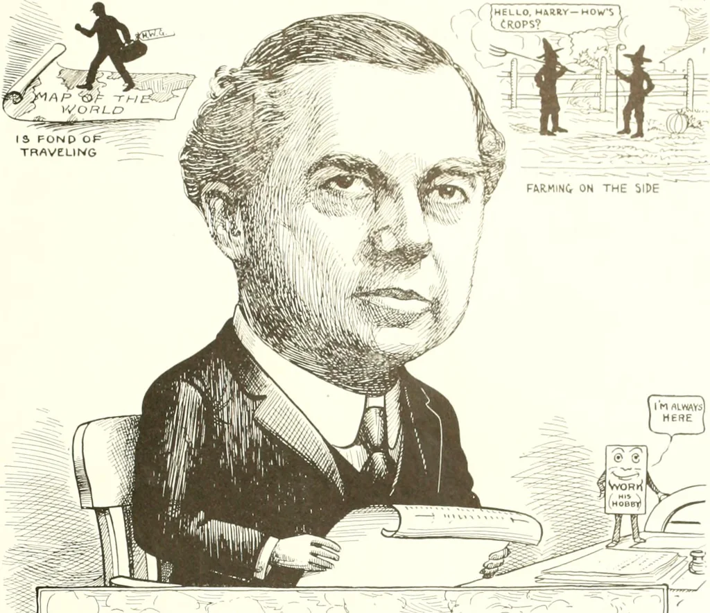 An illustration from Men of Worcester in caricature ;, 1917, leaf 50