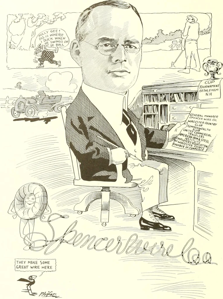 An illustration from Men of Worcester in caricature ;, 1917, leaf 51