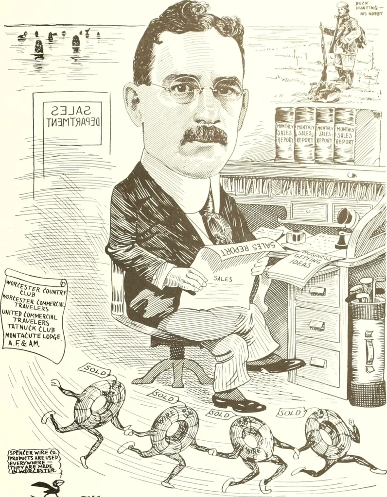 An illustration from Men of Worcester in caricature ;, 1917, leaf 52