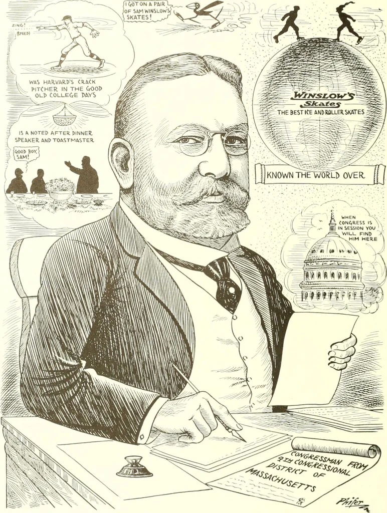 An illustration from Men of Worcester in caricature ;, 1917, leaf 55