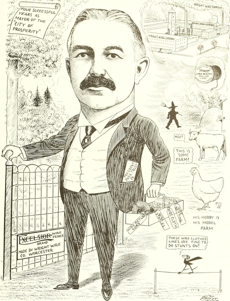 An illustration from Men of Worcester in caricature ;, 1917, leaf 56
