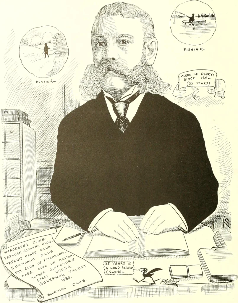 An illustration from Men of Worcester in caricature ;, 1917, leaf 67