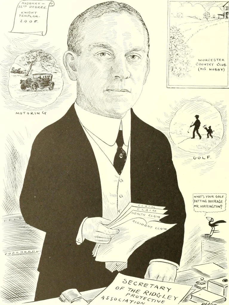 An illustration from Men of Worcester in caricature ;, 1917, leaf 71