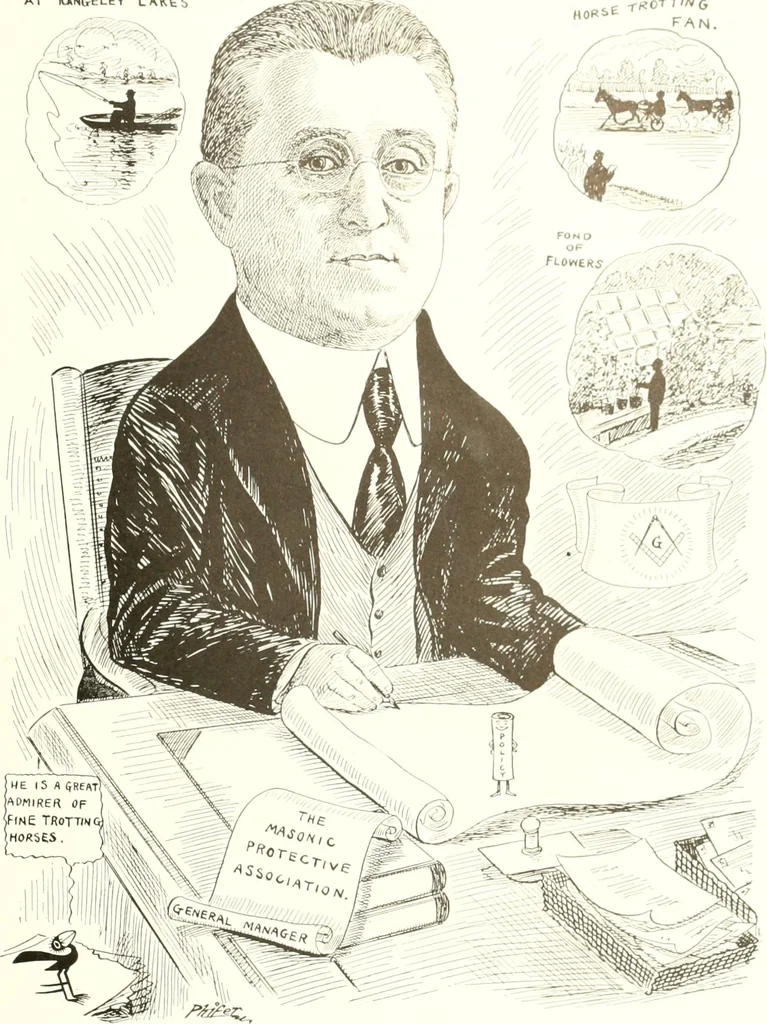 An illustration from Men of Worcester in caricature ;, 1917, leaf 72