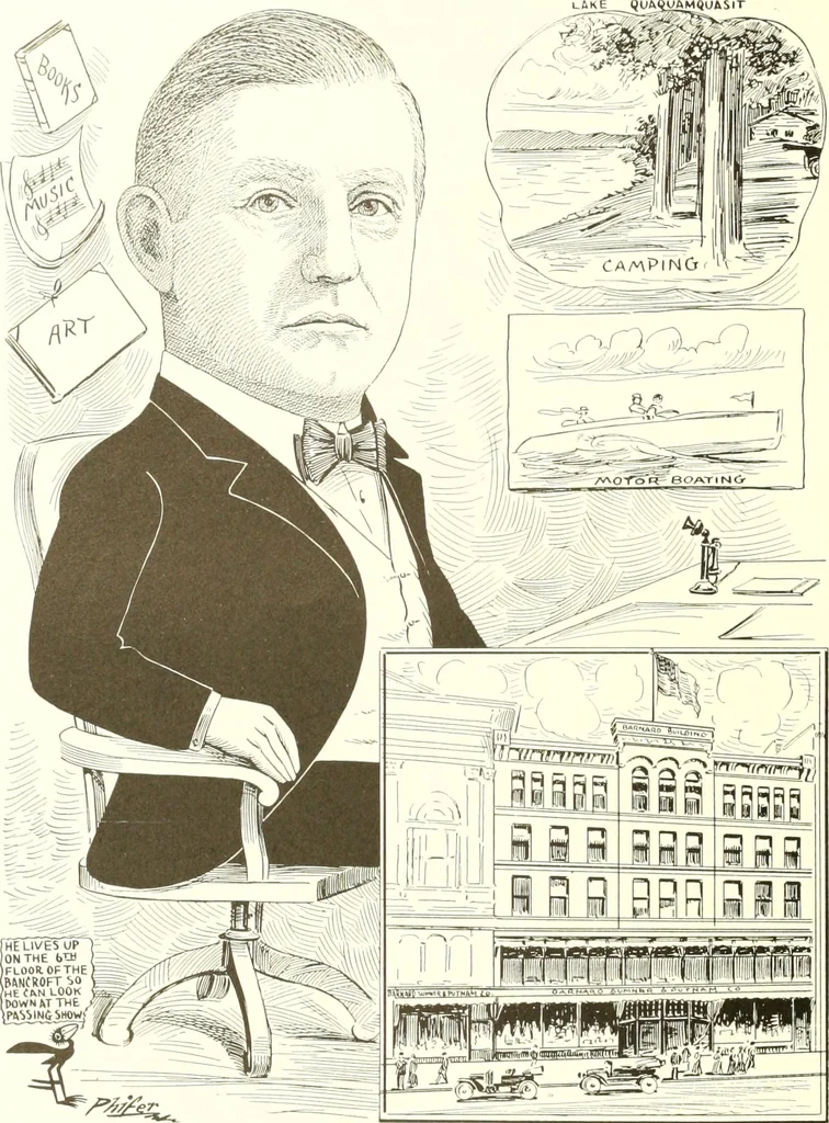 An illustration from Men of Worcester in caricature ;, 1917, leaf 77