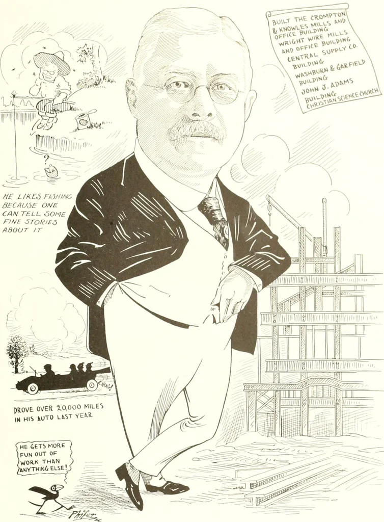 An illustration from Men of Worcester in caricature ;, 1917, leaf 80