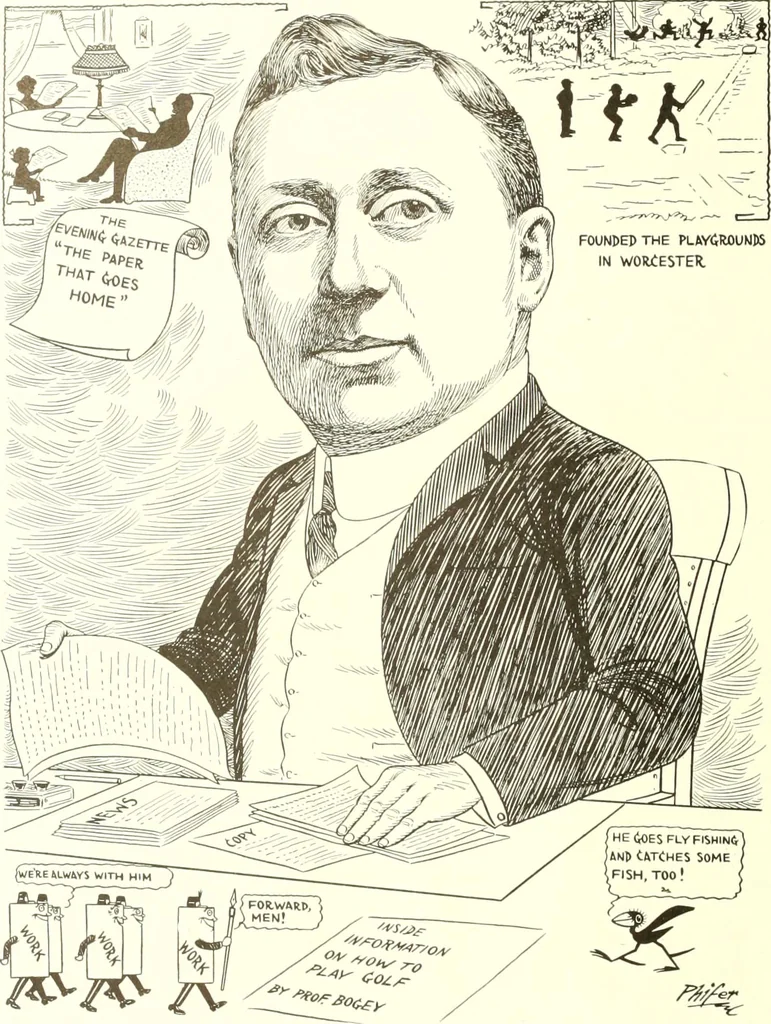 An illustration from Men of Worcester in caricature ;, 1917, leaf 83