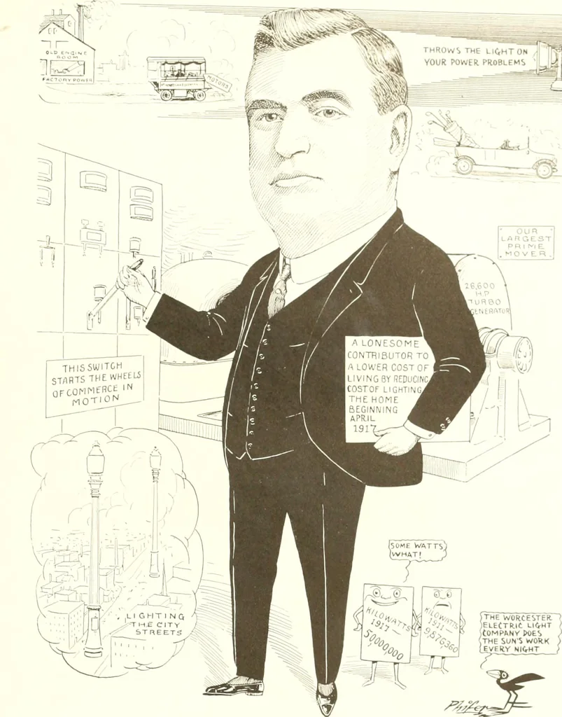 An illustration from Men of Worcester in caricature ;, 1917, leaf 90