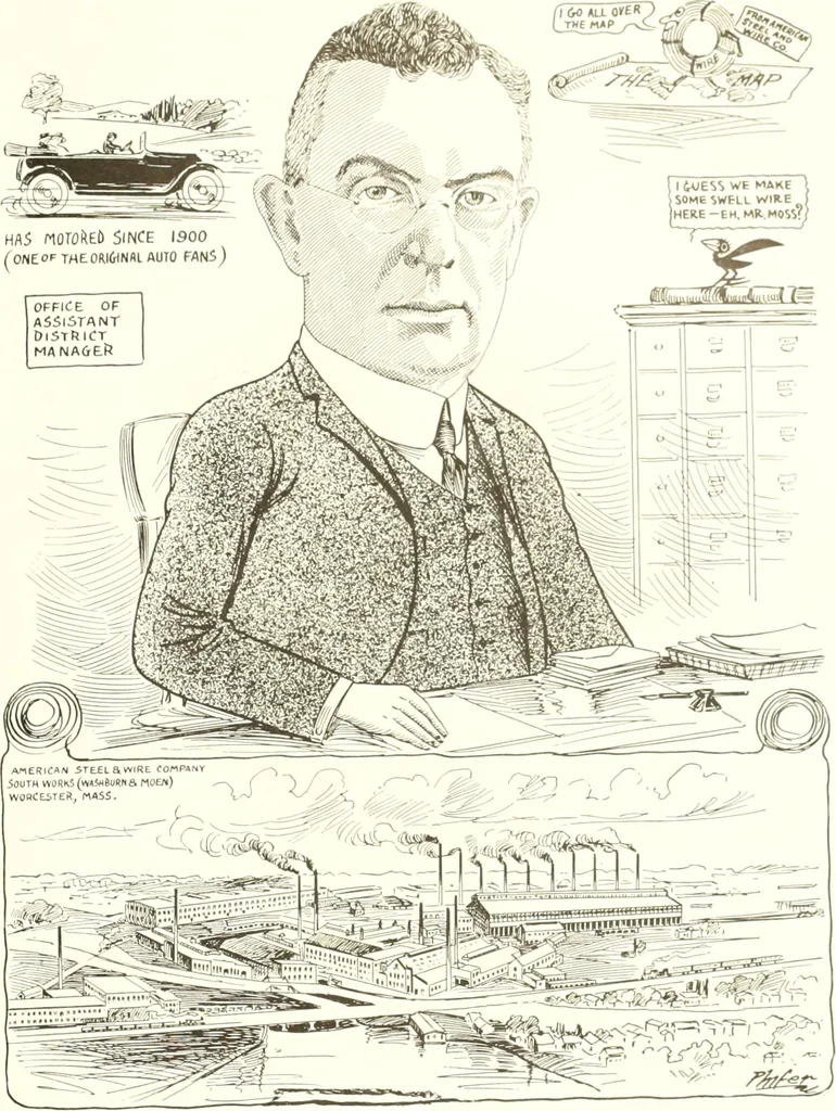 An illustration from Men of Worcester in caricature ;, 1917, leaf 98