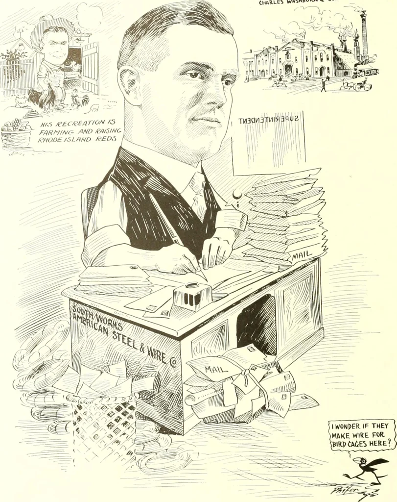 An illustration from Men of Worcester in caricature ;, 1917, leaf 99