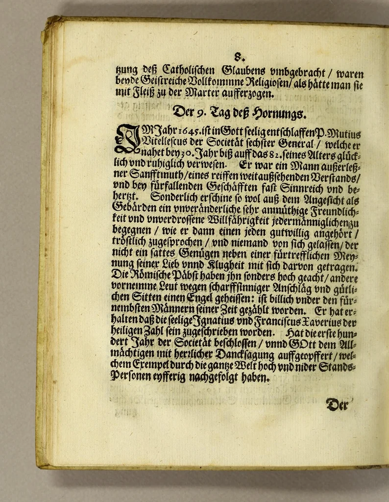 An illustration from Menologium Societatis Jesu oder Lobsame Gedächtnuss deren Patrum vnd Fratrum, so die Societät Jesu mit heiligem Leben, oder glorwürdigem Todt erleuchtet haben, 1669, leaf 30