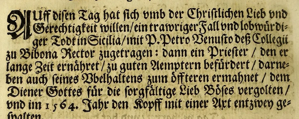 An illustration from Menologium Societatis Jesu oder Lobsame Gedächtnuss deren Patrum vnd Fratrum, so die Societät Jesu mit heiligem Leben, oder glorwürdigem Todt erleuchtet haben, 1669, leaf 88