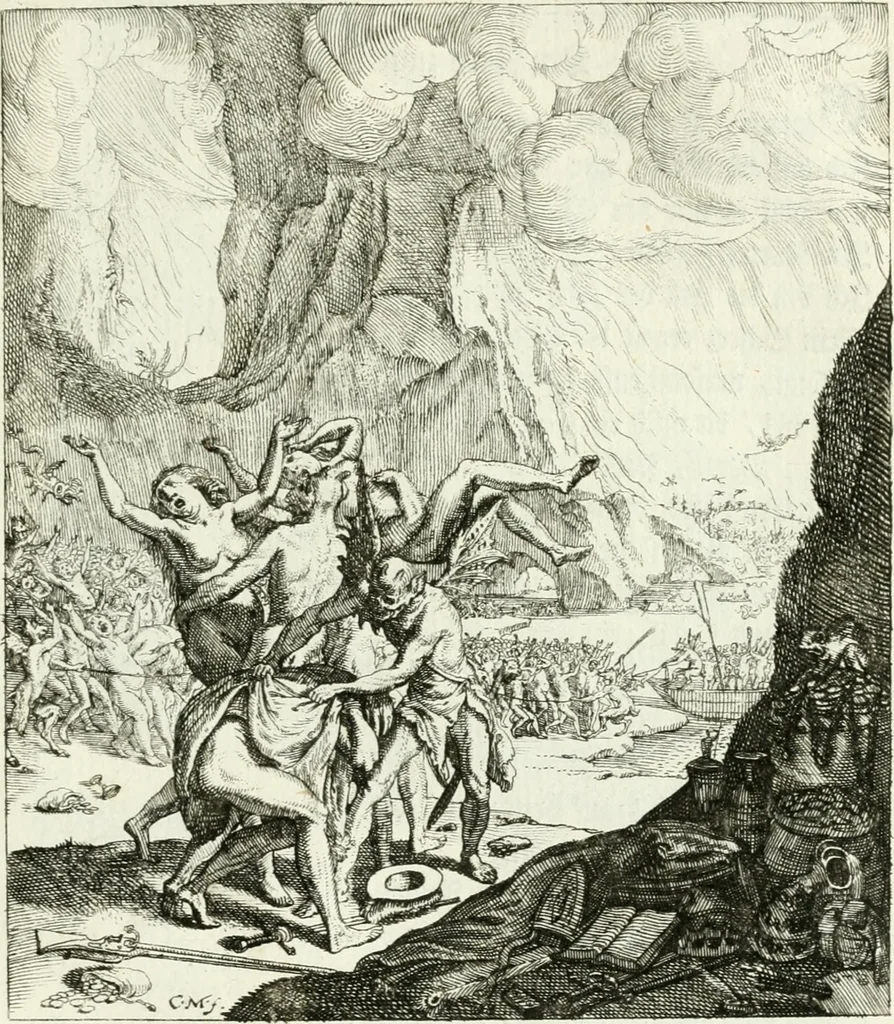 An illustration from Die menschliche Sterblichkeit unter dem Titel Todten-Tanz, in LXI. Original-Kupfern, 1759, leaf 132