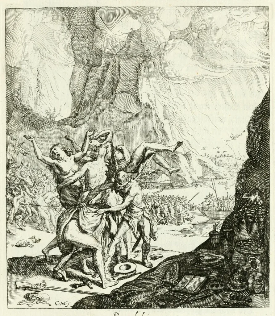 An illustration from Die menschliche Sterblichkeit unter dem Titel Todten-Tanz, in LXI. Original-Kupfern, 1759, leaf 133