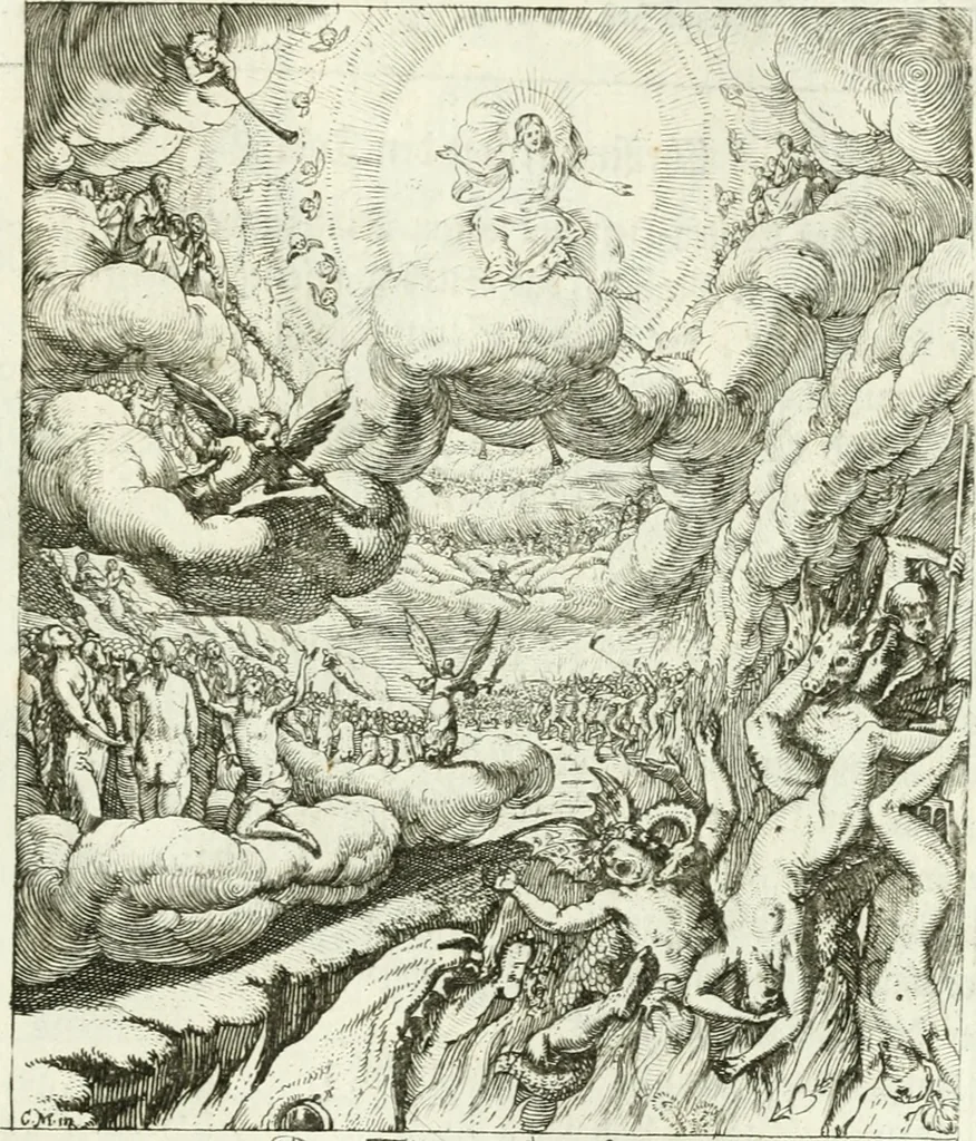 An illustration from Die menschliche Sterblichkeit unter dem Titel Todten-Tanz, in LXI. Original-Kupfern, 1759, leaf 140
