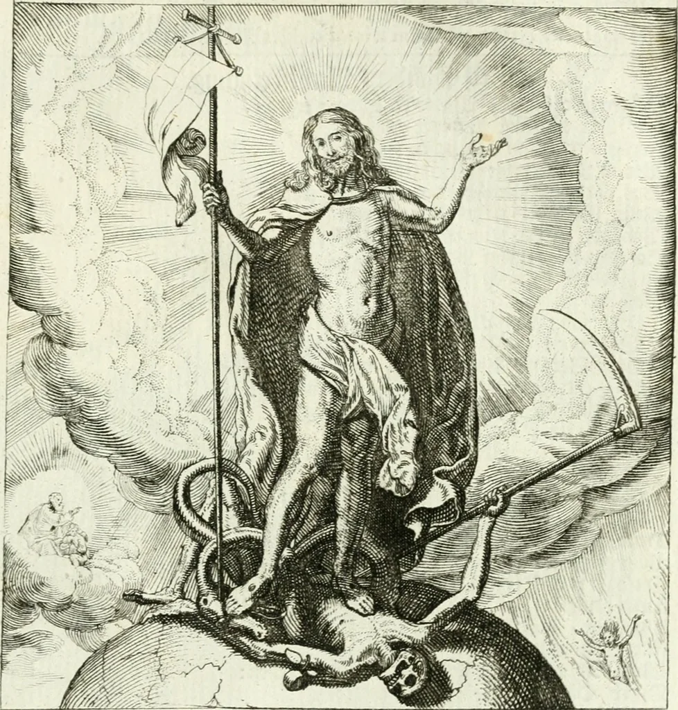 An illustration from Die menschliche Sterblichkeit unter dem Titel Todten-Tanz, in LXI. Original-Kupfern, 1759, leaf 142