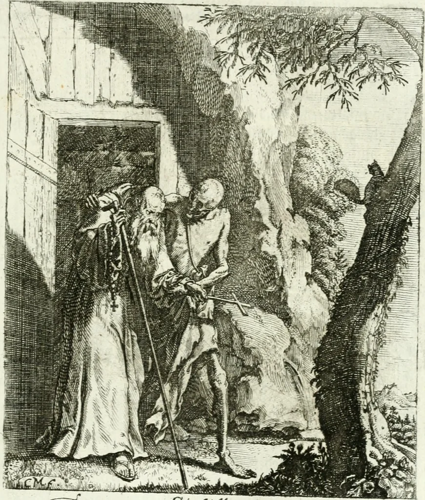 An illustration from Die menschliche Sterblichkeit unter dem Titel Todten-Tanz, in LXI. Original-Kupfern, 1759, leaf 52