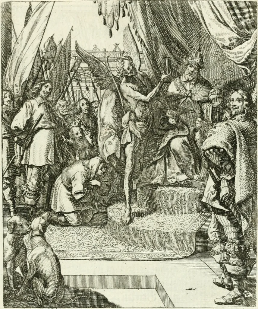 An illustration from Die menschliche Sterblichkeit unter dem Titel Todten-Tanz, in LXI. Original-Kupfern, 1759, leaf 58