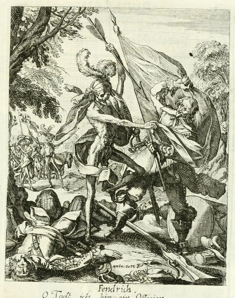 An illustration from Die menschliche Sterblichkeit unter dem Titel Todten-Tanz, in LXI. Original-Kupfern, 1759, leaf 81