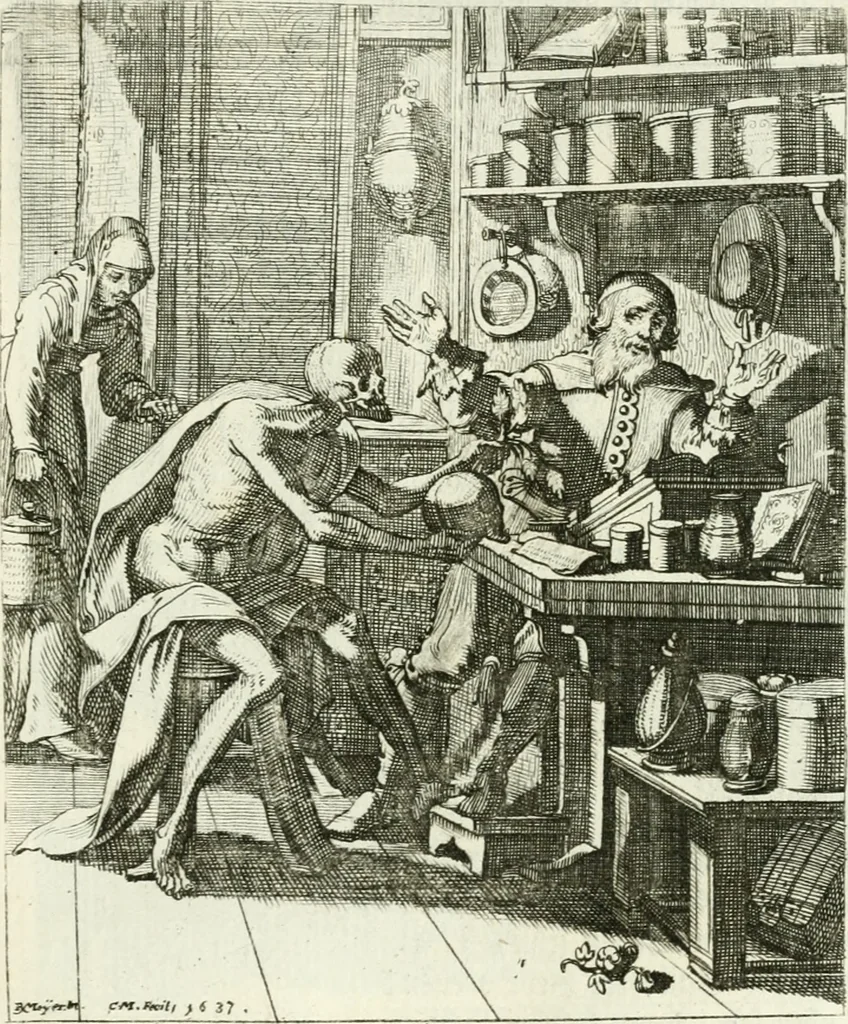 An illustration from Die menschliche Sterblichkeit unter dem Titel Todten-Tanz, in LXI. Original-Kupfern, 1759, leaf 84