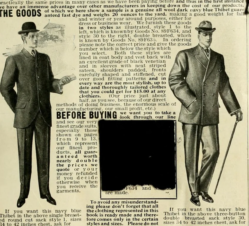 An illustration from Men's ready made clothing : sample book 89F., 1906, leaf 10