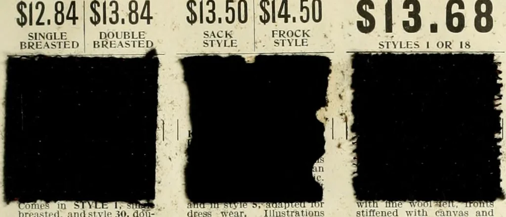 An illustration from Men's ready made clothing : sample book 89F., 1906, leaf 12