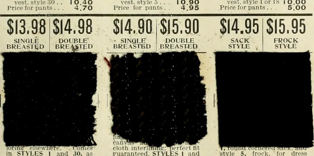 An illustration from Men's ready made clothing : sample book 89F., 1906, leaf 12