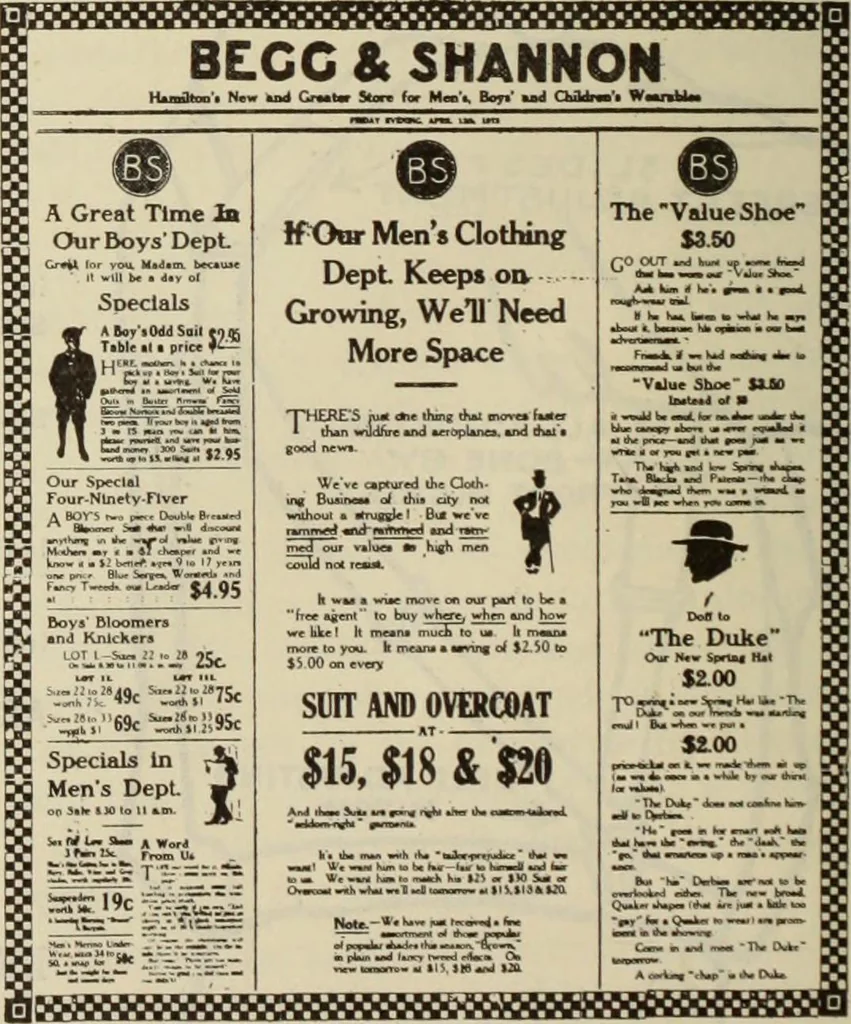 An illustration from Men's wear of Canada (January-December 1912), 1912, leaf 191