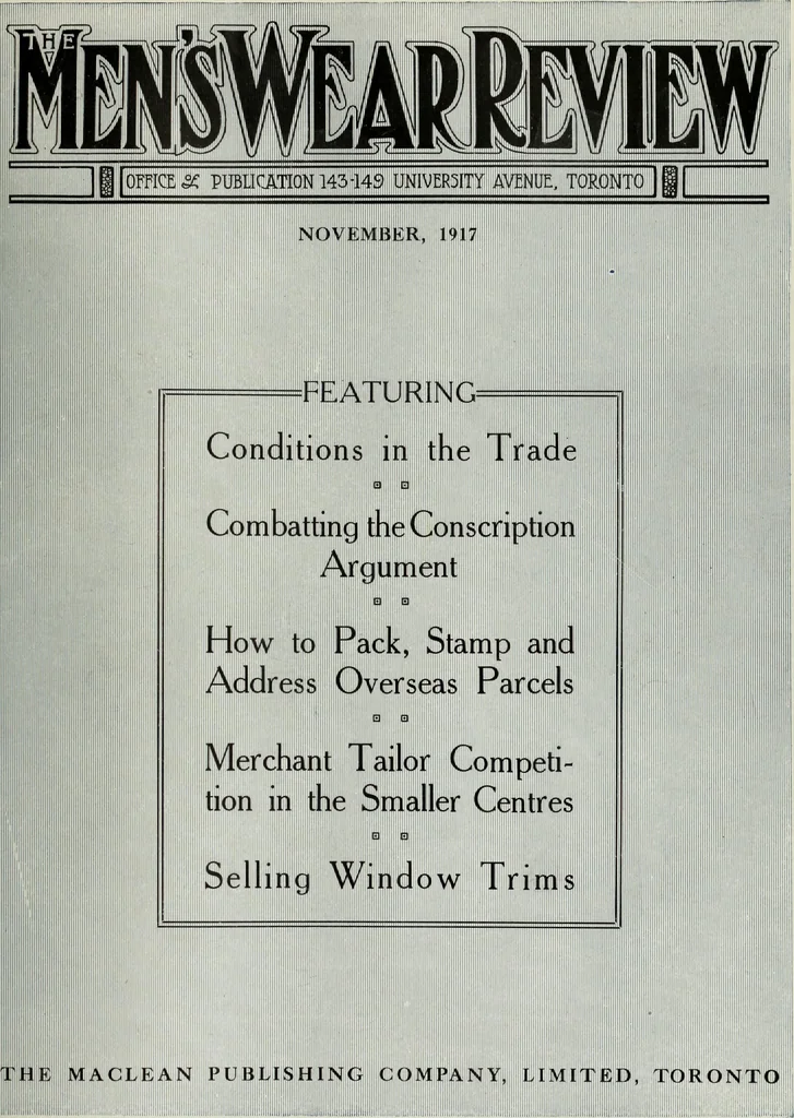 An illustration from Men's wear of Canada (January-December 1917), 1917, leaf 826