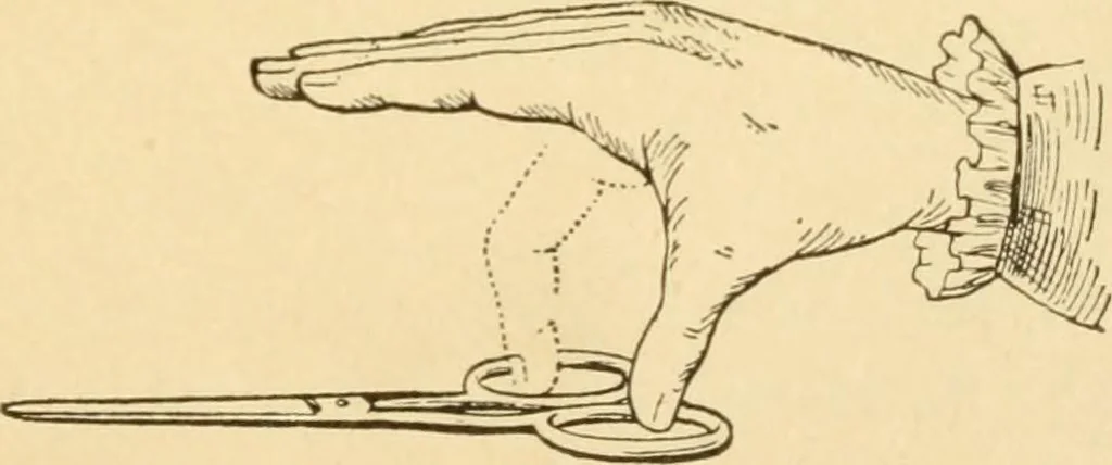 An illustration from Mental development and manual training combined, taking up the one stitch dropped in sewing by drills to sound-singing, 1899, leaf 20