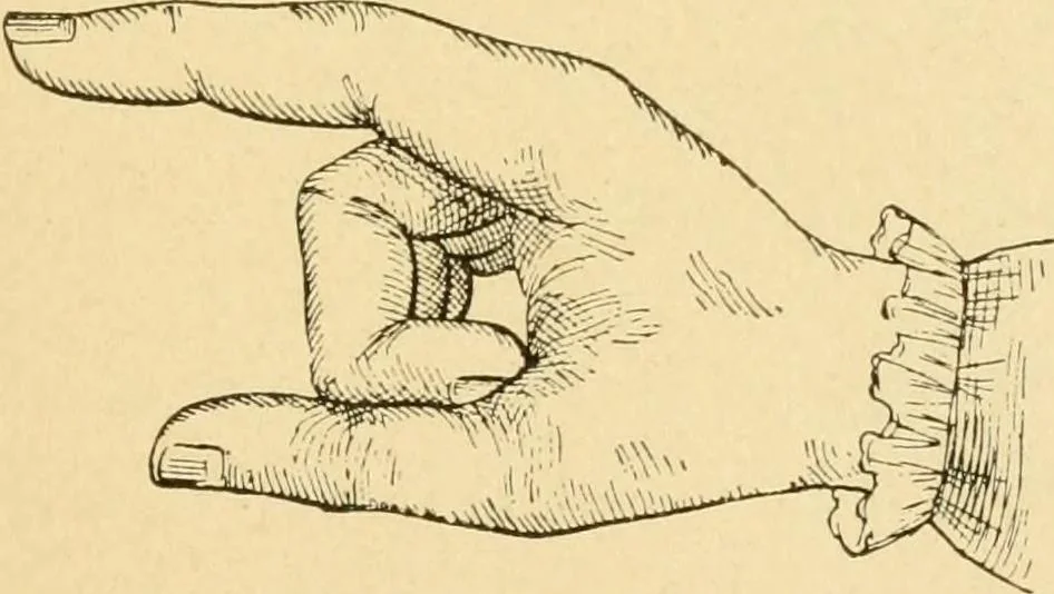 An illustration from Mental development and manual training combined, taking up the one stitch dropped in sewing by drills to sound-singing, 1899, leaf 22