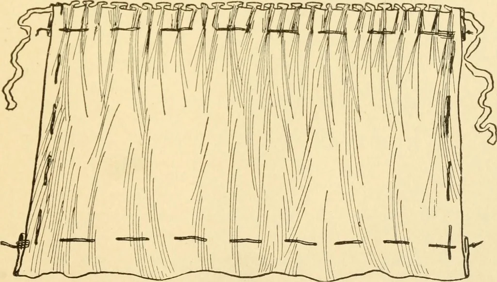 An illustration from Mental development and manual training combined, taking up the one stitch dropped in sewing by drills to sound-singing, 1899, leaf 32