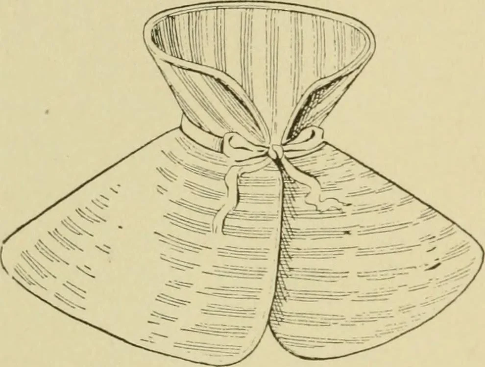 An illustration from Mental development and manual training combined, taking up the one stitch dropped in sewing by drills to sound-singing, 1899, leaf 43