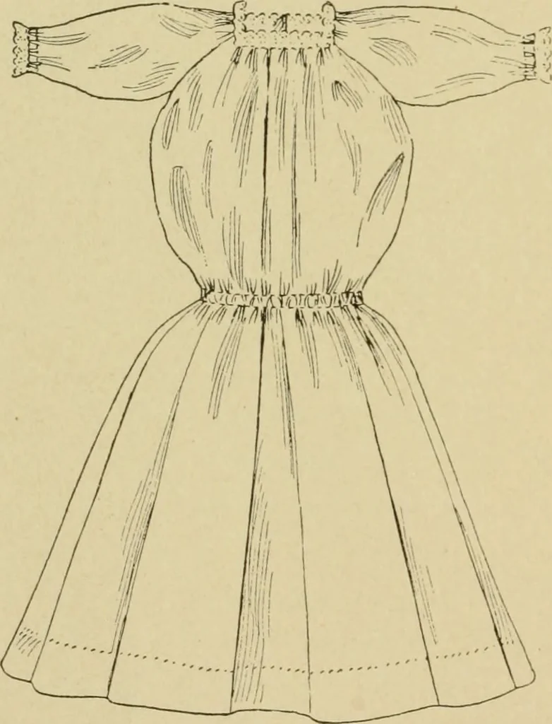 An illustration from Mental development and manual training combined, taking up the one stitch dropped in sewing by drills to sound-singing, 1899, leaf 53