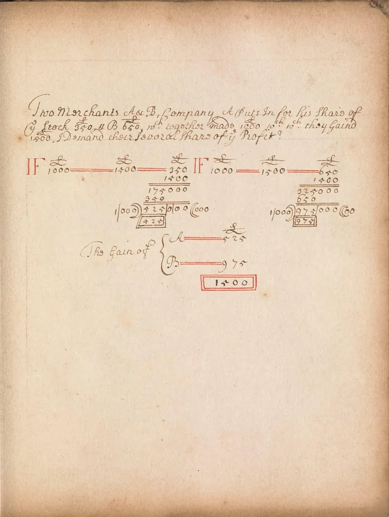 An illustration from [Mercantile arithmetic], 1707, leaf 197