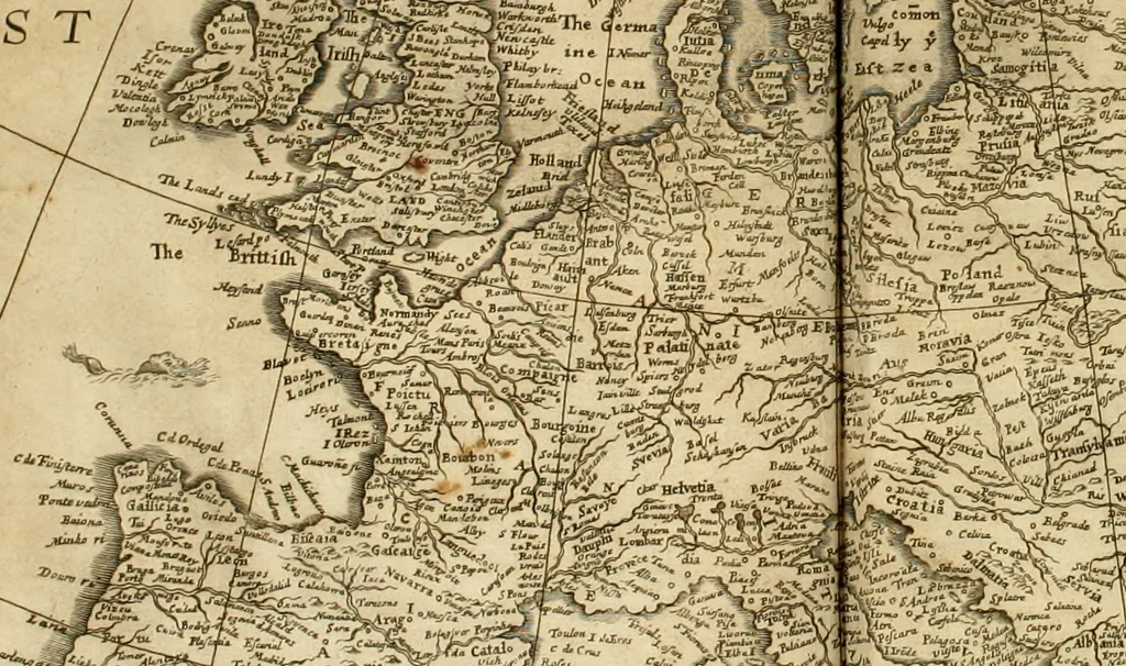 An illustration from The merchants map of commerce : wherein the universal manner and matter of trade is compendiously handled. The standard and current coins of sundry princes observed. The real and imaginary coins of accounts and exchanges expressed. The natural and artificial commodities of all countreys for transportation declared. The weights and measures of all eminent cities and towns of traffick, collected and reduced one into another, and all to the meridian of commerce practised in the famous city of London, 1677, leaf 198