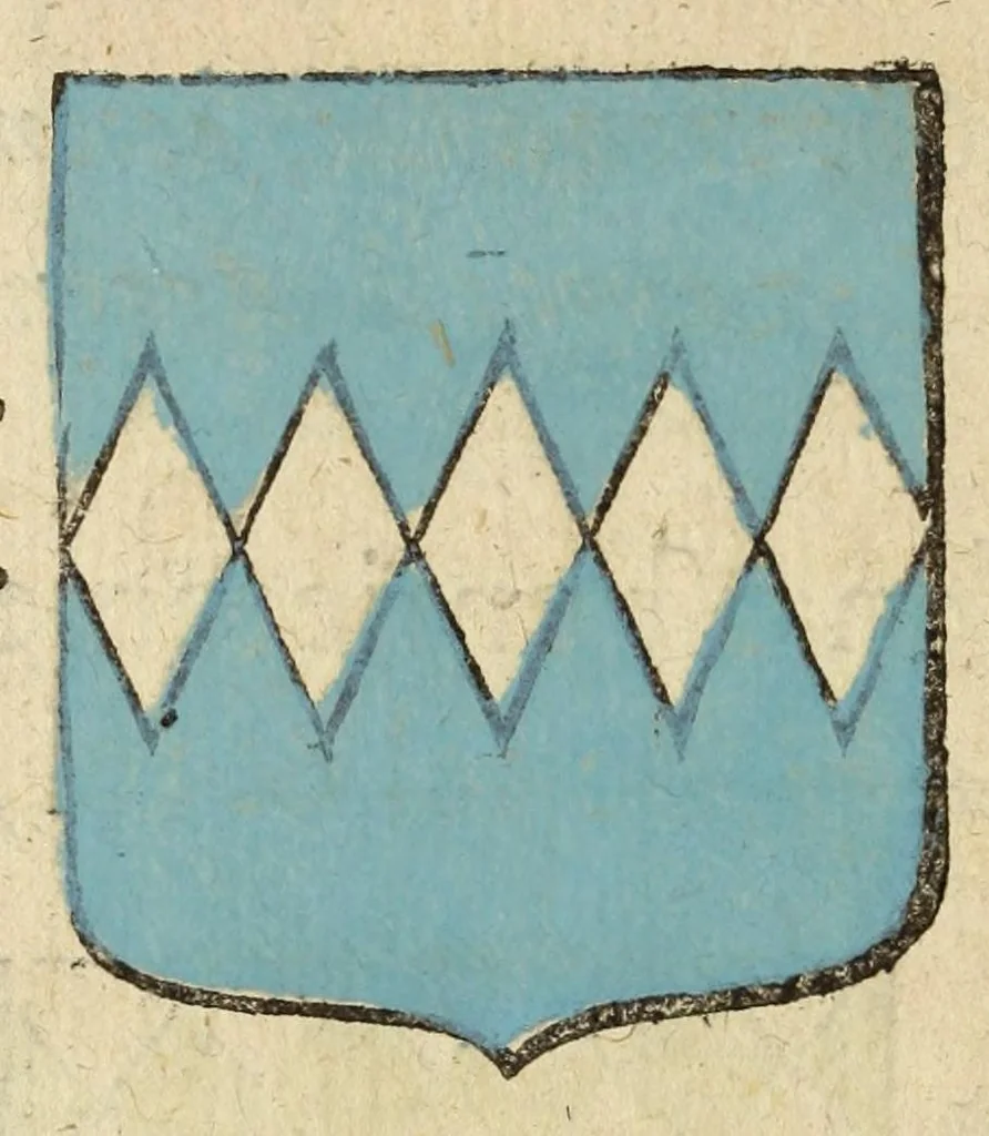 An illustration from Mercure armorial : enseignant les principes & elemens du blazon des armoires, selon l'ordre & les termes qui se practiquent en cette science : enrichy & augmente d'un grand nombre de figures enluminees de couleurs propres pour l'intelligence du livre : ouure curieux & necessaire pour introduire la noblesse dans la cognoissance des armes, 1652, leaf 110