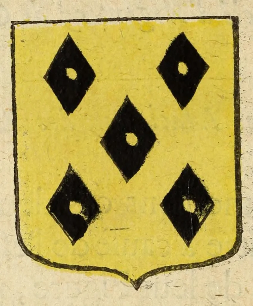An illustration from Mercure armorial : enseignant les principes & elemens du blazon des armoires, selon l'ordre & les termes qui se practiquent en cette science : enrichy & augmente d'un grand nombre de figures enluminees de couleurs propres pour l'intelligence du livre : ouure curieux & necessaire pour introduire la noblesse dans la cognoissance des armes, 1652, leaf 112