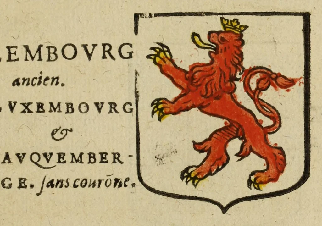 An illustration from Mercure armorial : enseignant les principes & elemens du blazon des armoires, selon l'ordre & les termes qui se practiquent en cette science : enrichy & augmente d'un grand nombre de figures enluminees de couleurs propres pour l'intelligence du livre : ouure curieux & necessaire pour introduire la noblesse dans la cognoissance des armes, 1652, leaf 129