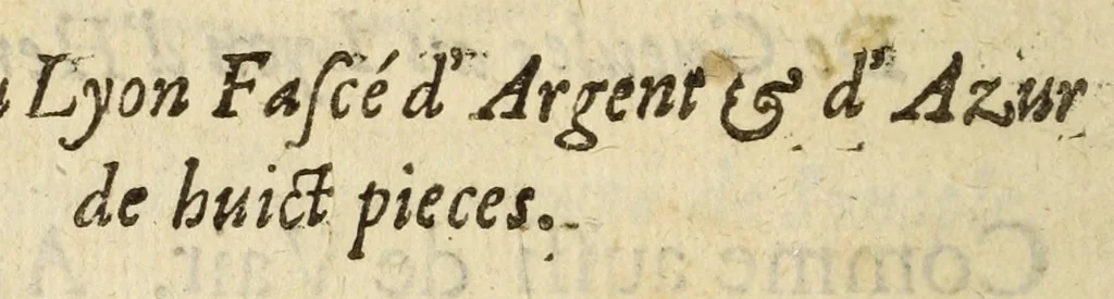 An illustration from Mercure armorial : enseignant les principes & elemens du blazon des armoires, selon l'ordre & les termes qui se practiquent en cette science : enrichy & augmente d'un grand nombre de figures enluminees de couleurs propres pour l'intelligence du livre : ouure curieux & necessaire pour introduire la noblesse dans la cognoissance des armes, 1652, leaf 136