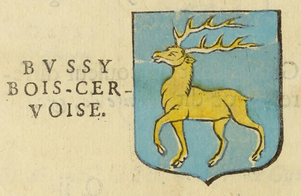 An illustration from Mercure armorial : enseignant les principes & elemens du blazon des armoires, selon l'ordre & les termes qui se practiquent en cette science : enrichy & augmente d'un grand nombre de figures enluminees de couleurs propres pour l'intelligence du livre : ouure curieux & necessaire pour introduire la noblesse dans la cognoissance des armes, 1652, leaf 142